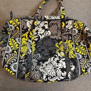Vera Bradley Large Overnight Bag Retired Baroque Print-Yellow Black Floral